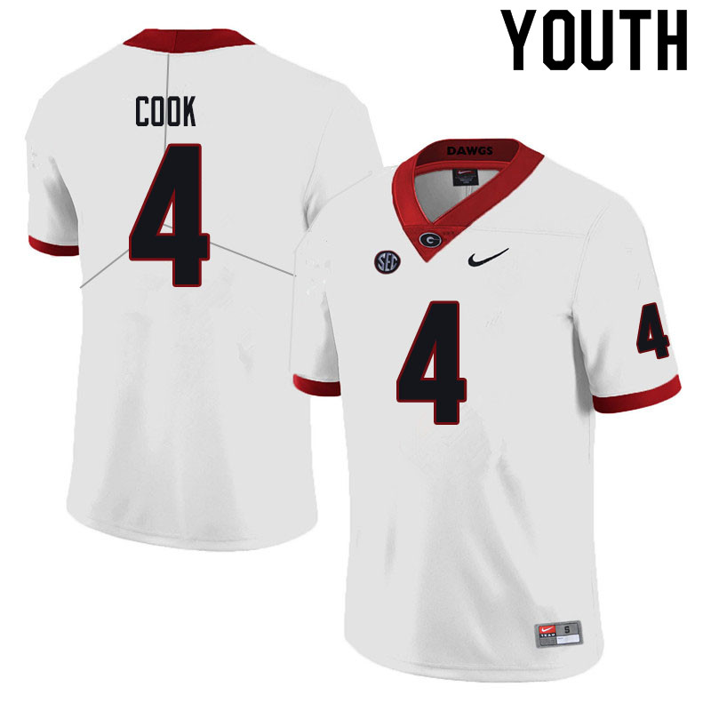 Youth #4 James Cook Georgia Bulldogs College Football Jerseys Sale-Black